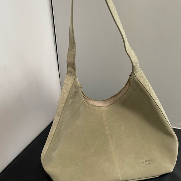 Margot Cream Shoulder Bag Hobo genuine suede leather - Picture 6 of 12